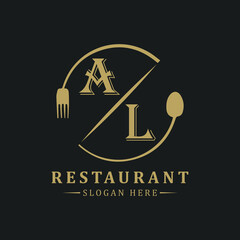 initial monogram logo With restaurant Circle shape logo design.