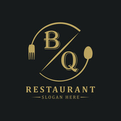 initial monogram logo With restaurant Circle shape logo design.