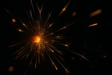 Obraz premium Radiant Sparking Firework Burst Against a Dark Background