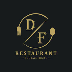 initial monogram logo With restaurant Circle shape logo design.