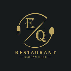 initial monogram logo With restaurant Circle shape logo design.