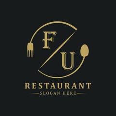 initial monogram logo With restaurant Circle shape logo design.