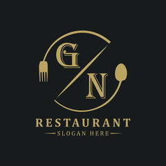 initial monogram logo With restaurant Circle shape logo design.