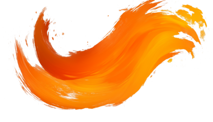Painting brush strokes. Orange brush stroke on transparent background. Brush effect, wall painting. Brushes.