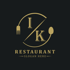 initial monogram logo With restaurant Circle shape logo design.