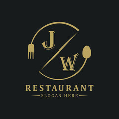 initial monogram logo With restaurant Circle shape logo design.