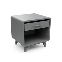Modern Gray Nightstand with Open Shelf and Drawer Minimalist Bedroom Furniture