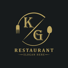 initial monogram logo With restaurant Circle shape logo design.