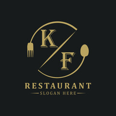 initial monogram logo With restaurant Circle shape logo design.