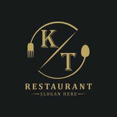 initial monogram logo With restaurant Circle shape logo design.