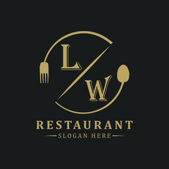 initial monogram logo With restaurant Circle shape logo design.
