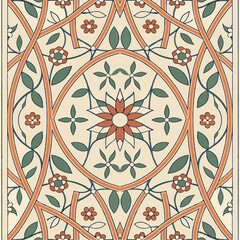 Al-Andalus Inspired Floral Tile Vector Pattern