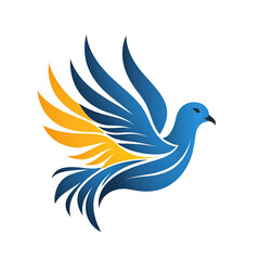 Obraz premium Elegant Blue and Yellow Bird with Outstretched Wings Soaring Against a Transparent Background Representing Freedom and Creativity