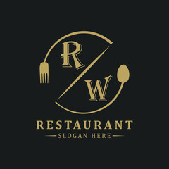initial monogram logo With restaurant Circle shape logo design.