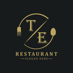 initial monogram logo With restaurant Circle shape logo design.