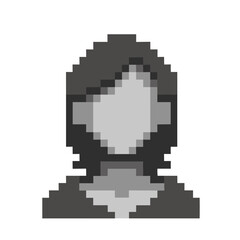 Obraz premium Pixelated figure in a hooded garment 