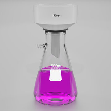 Laboratory vacuum flask and 150mm Buckner filtration funnel - Violet filtrate - Borosilicate heat resistant glassware - Empty thick wall lab vacuum conical filtration flask - Capacity 2000ml (2L)
