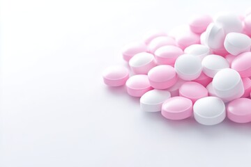 Pink and white pills clustered