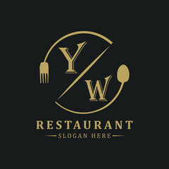 initial monogram logo With restaurant Circle shape logo design.