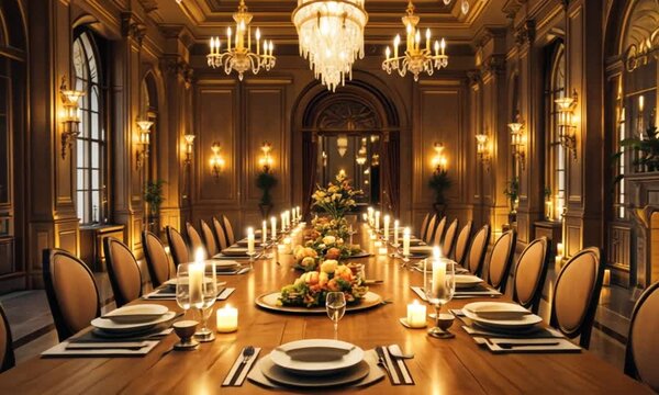 Luxurious Formal Dining Room, Elegant Table Setting