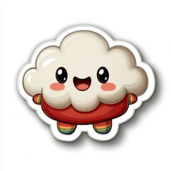 Fototapeta premium Happy Cartoon Cloud Character in Pixel Art Style