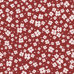 Seamless pattern with flowers  red  background. Fashionable print for textiles, fabric and wallpaper.