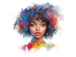 Fototapeta premium Colorful portrait of a woman with afro hair.