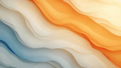 Obraz premium Abstract Wavy Layers in Blue, White, Orange and Beige