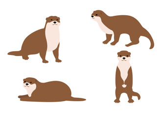 Vector illustration of cute otter.
