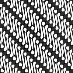 batik parang seamless pattern black and white. monochrome classical Javanese batik background. good for traditional outfit, fabric, fashion design, textile, clothing, wrapping paper, wallpaper.