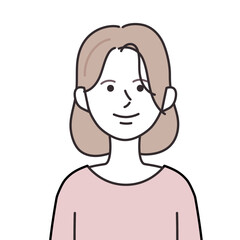 ボートネックを着たミディアムヘアの女性