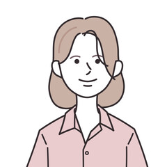 開襟シャツを着たミディアムヘアの女性