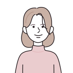 タートルネックを着たミディアムヘアの女性