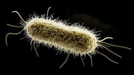 Close Up Bacterium Cell Illustrating Microscopic Biology on Dark Background