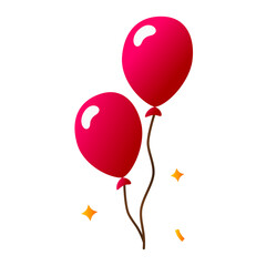 Two Red Balloons Flying Illustration  © aide