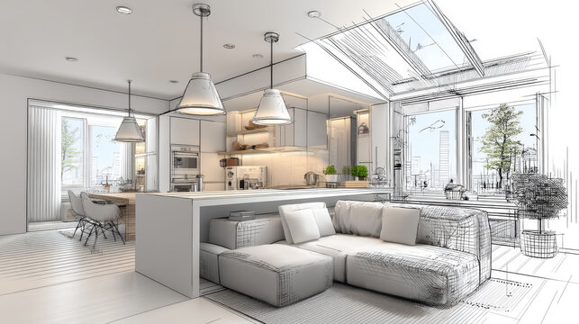 Modern Open-Plan Kitchen Design Concept