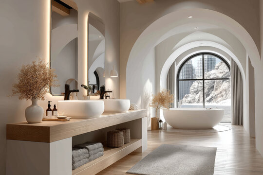 Modern Luxury Bathroom with City Views