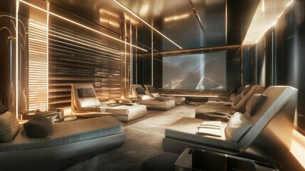 Luxury Private Cinema Lounge:  Opulent Relaxation and Entertainment