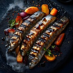Professional Grade Fish Fillets with Smoking Hot Sauce and Roasted Garden Vegetables
