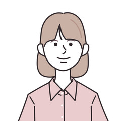 シャツを着たパッツンボブの女性