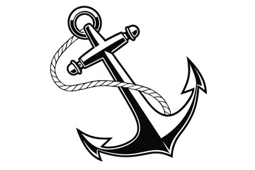 Nautical anchor, a heavy metal symbol of marine security, isolated on white