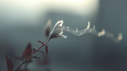 Dreamy Flower with Musical Notes  Abstract Floral Design  Serene Nature Photography