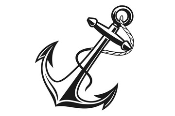 Heavy metal anchor with rope, a nautical symbol for marine security