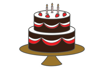 A sweet birthday cake with a candle, isolated for celebration