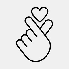 Icon heart symbol with finger hand. South Korea elements. Icons in line style. Good for prints, posters, logo, advertisement, infographics, etc.