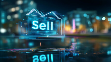 Digital sell action urban cityscape graphic design nighttime environment futuristic viewpoint