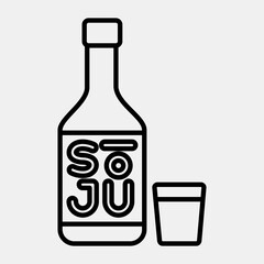 Icon soju korean alcohol. South Korea elements. Icons in line style. Good for prints, posters, logo, advertisement, infographics, etc.