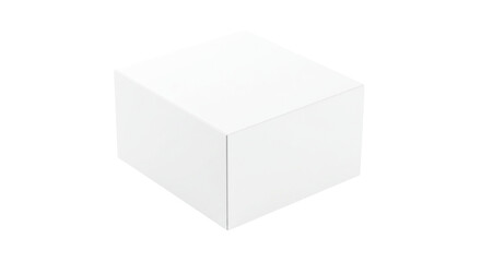 A simple studio shot of a white cube on a black background showing its geometric form and minimalist design
