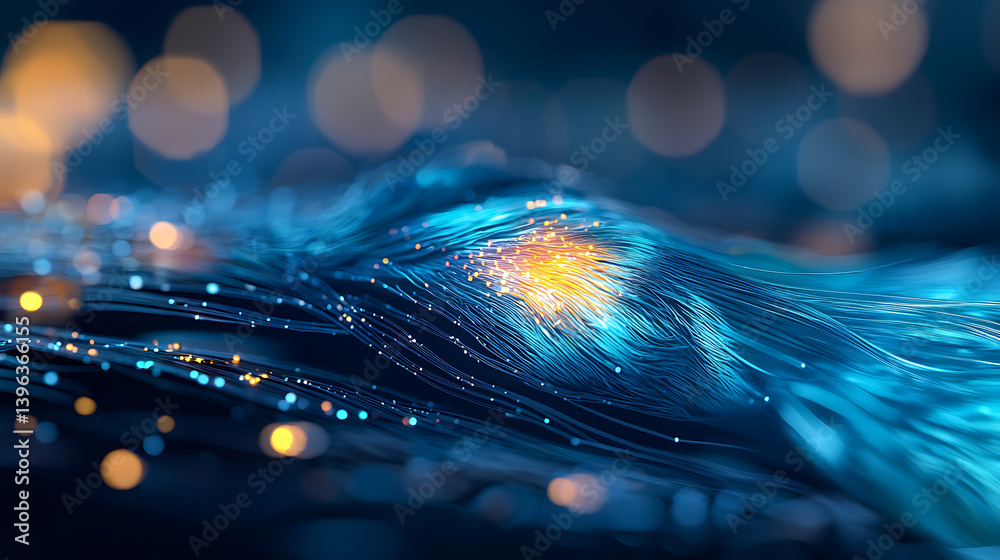 Poster illuminating waves of digital light abstract visualization data visualization futuristic environment