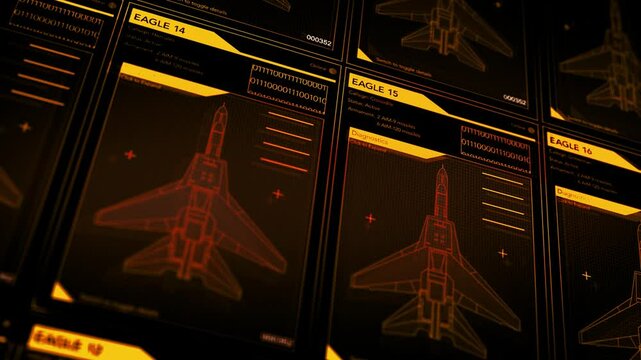 Camera pans across Generic US Air Force Fighter Jet Call Sign Software - Retro Version.